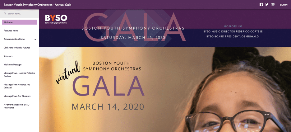 Boston Youth Symphony Orchestras Custom Pages designed to fit mission and cause 